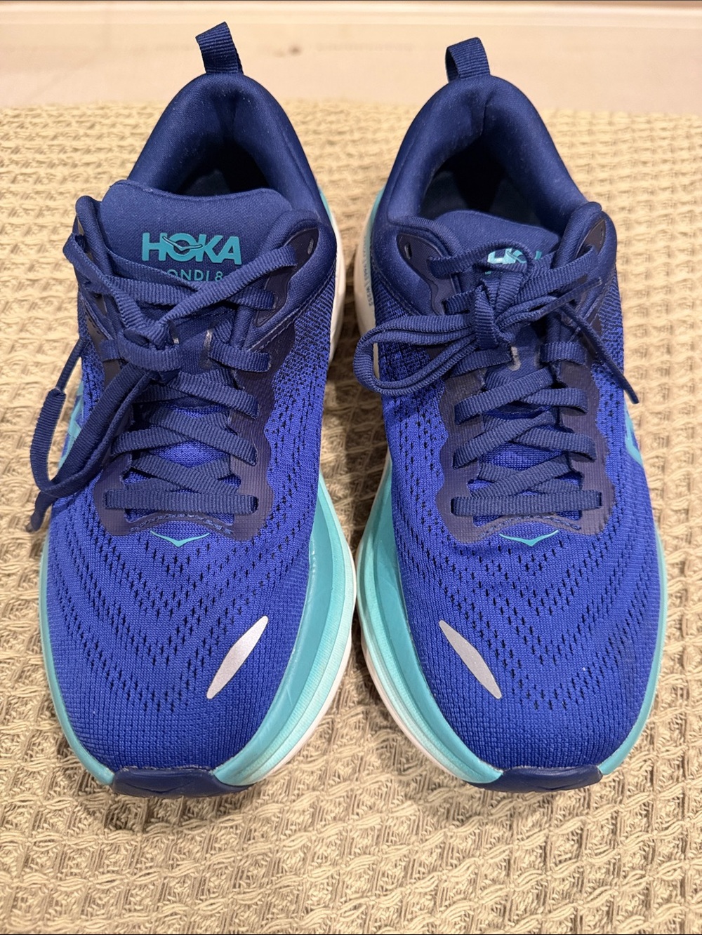 Hoka Women's Navy Blue and Teal Running Sneakers